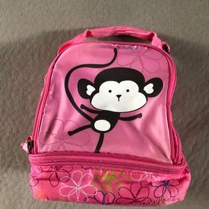 Lunch Bag Girls Pink Monkey Sandwich‎ Compartment